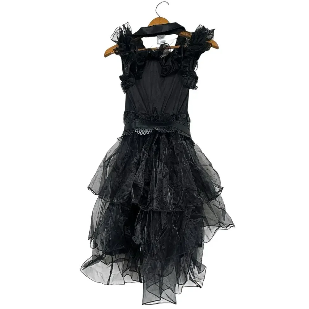 Spirit Halloween Girl’s Wednesday Addams Costume Dress W/ Belt Size Large 12-14 - Picture 8 of 10